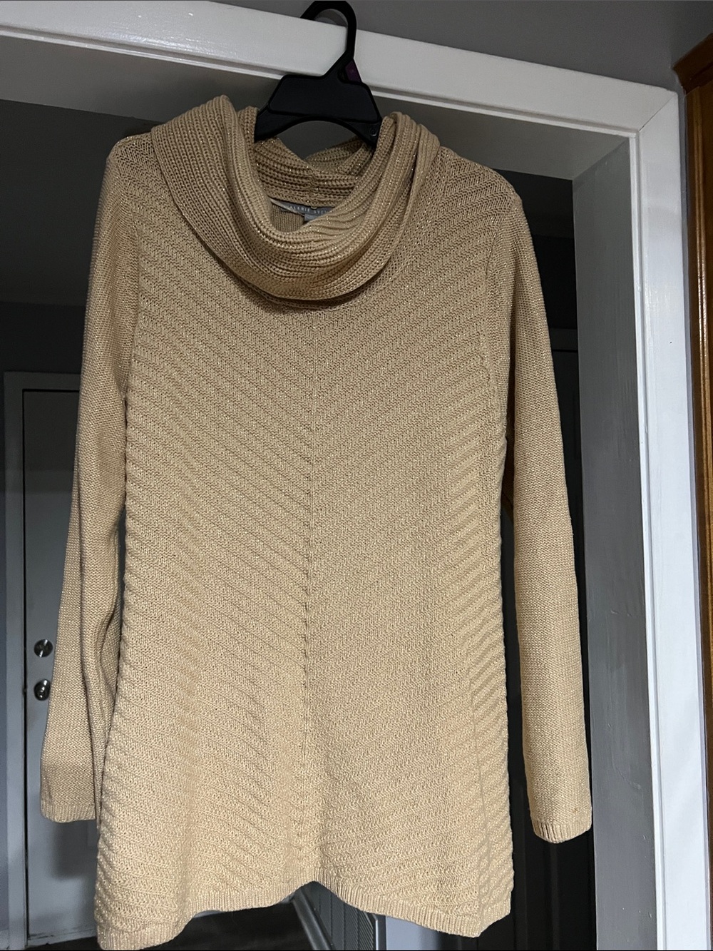 Valerie Stevens Women’s Tan Cowl Neck Knit Sweater
